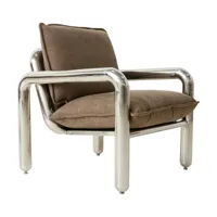 fauteuil en acier chromé et coton marron - hkliving
