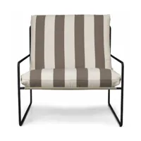 fauteuil en vinyl rayé et acier noir 78 x 93 cm desert stripe stripe - ferm living