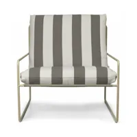 fauteuil en vinyl rayé et acier beige 78 x 93 cm desert stripe - ferm living