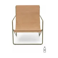 chaise longue en vinyl marron et acier vert olive 63 x 66 cm desert - ferm living