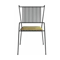 chaise de jardin avec accoudoirs en acier noir et coussin jaune capri - cools collect