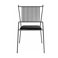 chaise de jardin avec accoudoirs en acier et coussin noir capri - cools collection