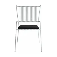 chaise de jardin avec accoudoirs en acier blanc et coussin noir capri - cools collect