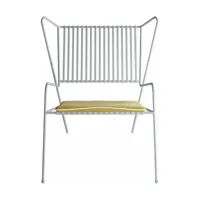 chaise lounge en acier blanc et coussin d'assise jaune capri easy - cools collection