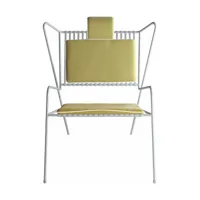 chaise lounge en acier blanc et coussins jaunes capri easy - cools collection