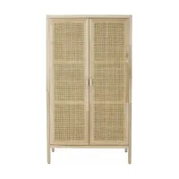 armoire rectangulaire en bois naturel et rotin 150 x 85cm marikka - bloomingville