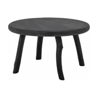 table basse ronde en bois de pin récupéré noir 70 x 43 cm milos - bloomingville
