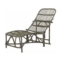 chaise longue de jardin en rotin marron 185 cm dione - bloomingville