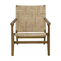fauteuil en rotin et bois de teck marron 76 x 63 cm mills - bloomingville