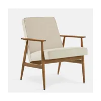 fauteuil en tissu coco crème et frêne foncé 70 x 62 cm fox - 366 concept