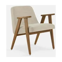 fauteuil avec accoudoirs en tissu coco crème et chêne foncé 53 x 52 cm série 366 juni