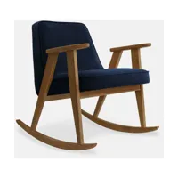 chaise à bascule en velours indigo et chêne foncé 70 x 64 cm série 366 - 366 concept