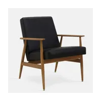 fauteuil avec accoudoirs en cuir naturel noir et frêne foncé 70 x 62 cm fox - 366 con