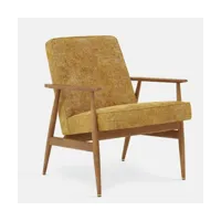 fauteuil avec accoudoirs en tissu marbre moutarde et frêne foncé 70 x 62 cm fox - 366