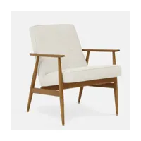 fauteuil avec accoudoirs en tissu marbre blanc et frêne foncé 70 x 62 cm fox - 366 co