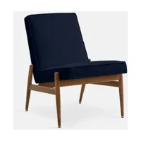 fauteuil en velours indigo et frêne foncé 70 x 60 cm fox - 366 concept