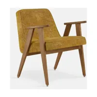 fauteuil en tissu marbre moutarde et chêne foncé 66 x 64 cm série 366 - 366 concept