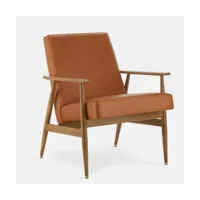 fauteuil avec accoudoirs en cuir naturel cognac et frêne foncé 70 x 62 cm fox - 366 c