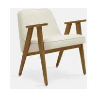 fauteuil en tissu bouclé crème et chêne foncé 66 x 64 cm série 366 - 366 concept