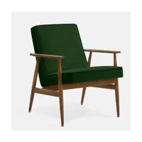 fauteuil avec accoudoirs en velours vert bouteille et frêne foncé 70 x 62 cm fox - 36