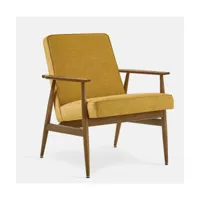 fauteuil avec accoudoirs en tissu coco moutarde et frêne foncé 70 x 62 cm fox - 366 c