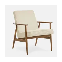 fauteuil avec accoudoirs en tissu coco crème et frêne foncé 70 x 62 cm fox - 366 conc