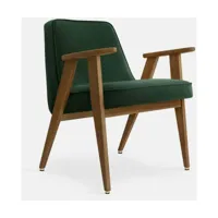 fauteuil en velours vert bouteille et chêne foncé 66 x 64 cm série 366 - 366 concept