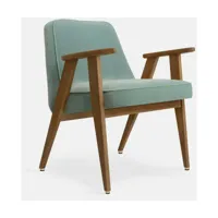 fauteuil en velours vert menthe et chêne foncé 66 x 64 cm série 366 - 366 concept