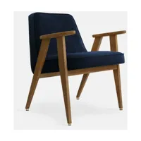 fauteuil en velours indigo et chêne foncé 66 x 64 cm série 366 - 366 concept