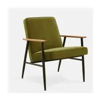 fauteuil avec accoudoirs en velours vert olive et métal 70 x 62 cm fox - 366 concept