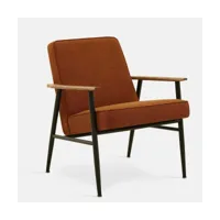 fauteuil avec accoudoirs en tissu bouclé marron et métal 70 x 62 cm fox - 366 concept