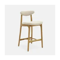 chaise de bar en tissu bouclé crème et frêne naturel 75 cm série 200-190 - 366 concep