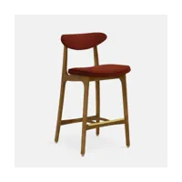 chaise de bar en velours rouge brique et frêne foncé 65 cm série 200-190 - 366 concep