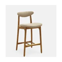 chaise de bar en tissu beige et frêne foncé 65 cm série 200-190 - 366 concept