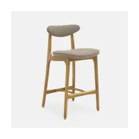 chaise de bar en tissu bouclé beige et frêne naturel 65 cm série 200-190 - 366 concep