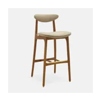 chaise de bar en tissu coco beige et frêne foncé 75 cm série 200-190 - 366 concept