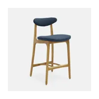 chaise de bar en tissu bouclé et frêne naturel 75 cm série 200-190 - 366 concept