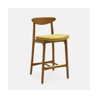 chaise de bar en velours brillant moutarde et frêne foncé 65 cm série 200-190 mix - 3