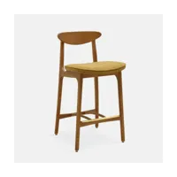 chaise de bar en tissu bouclé moutarde et frêne foncé 65 cm série 200-190 mix - 366 c