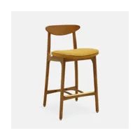 chaise de bar en tissu coco moutarde et frêne foncé 65 cm série 200-190 mix - 366 con