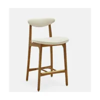 chaise de bar en marbre blanc et frêne foncé 65 cm série 200-190 - 366 concept