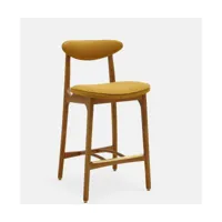 chaise de bar en tissu coco moutarde et frêne foncé 65 cm série 200-190 - 366 concept