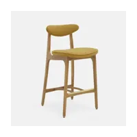 chaise de bar en tissu bouclé moutarde et frêne naturel 65 cm série 200-190 - 366 con