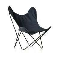 fauteuil en batyline bleu nuit et structure en acier noir aa - airborne