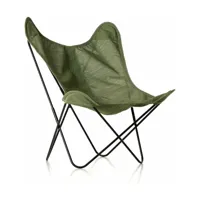 fauteuil en batyline vert amande et structure en acier noir aa - airborne
