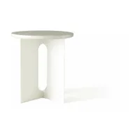 table d'appoint en marbre sable et piètement en acier blanc 42 cm androgyne - audo