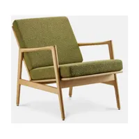 fauteuil en chêne naturel et assise en bouclette vert stefan lounge - 366 concept