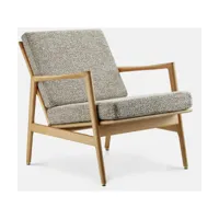 fauteuil en chêne naturel et assise en tissu sierra marron stefan lounge - 366 concep