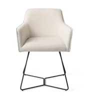 chaise en tissu blanc enoki piètement noir hofu - jesper home