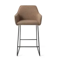 chaise de bar 65 cm en tissu french toast piètement slide noir hofu - jesper home